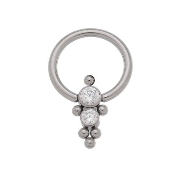 Piercing Titânio Captive 2 Zircônias Cacho