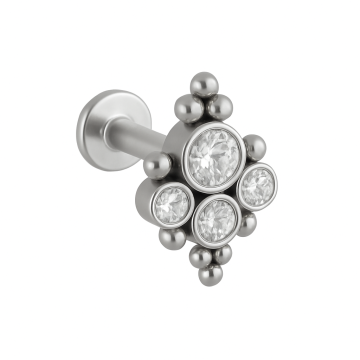 LABRET DE TITANIO C/ 4 ZIRCONIAS CACHOS 8MM-0