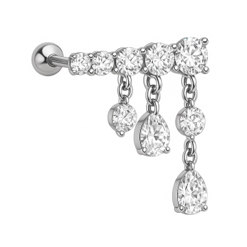LABRET DE TITANIO 5 ZIRCONIAS COM PINGENTE 1.2X8MM-0