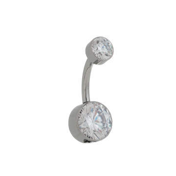 Piercing Titânio Banana Bell Flat com Zircônias