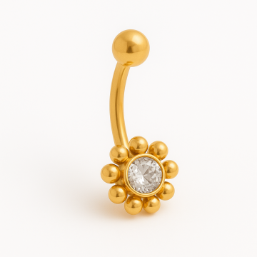 Piercing Micro Banana de Titânio Dourado Margarida