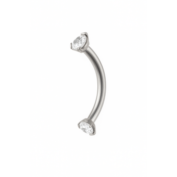 Piercing Titânio Microbell Curvo Duas Zircônias