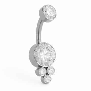 Piercing Titânio Banana Bell 5 Zircônias