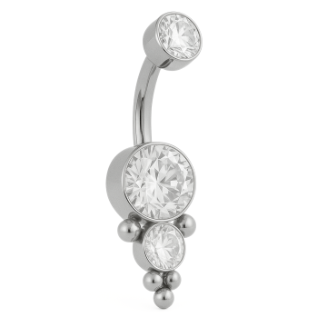Piercing Titânio Banana Bell 3 Zircônias c/ Cachos