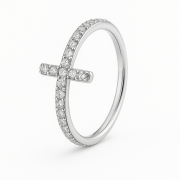 Piercing Aço Cirúrgico Argola Cruz com Zircônias