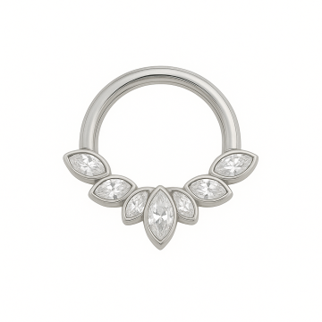 ARGOLA DE TITÂNIO CLICKER FOLHAS COM ZIRCONIA 8MM-0