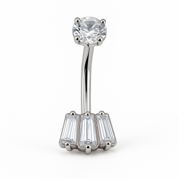 Piercing Titânio Banana Bell Zircônias Geométricas